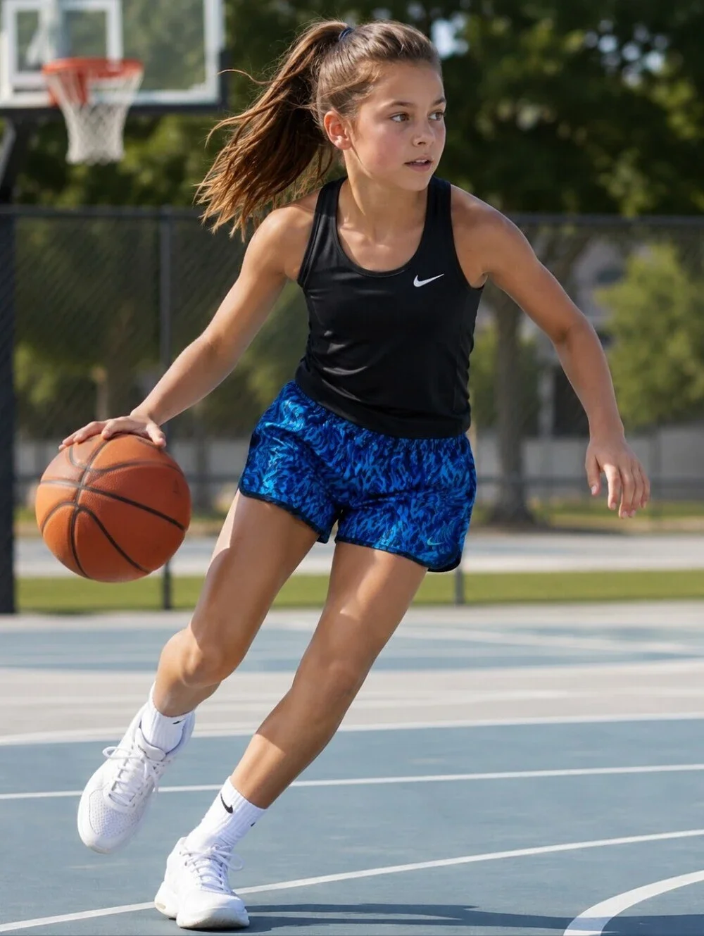 Nike Kids Large Blue Dri-Fit Training Shorts FQ4527-435 Abstract Print New